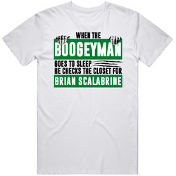 Brian Scalabrine Boogeyman Checks Closet For Boston Basketball Retro Graphic Unisex Cotton White Classic T Shirt