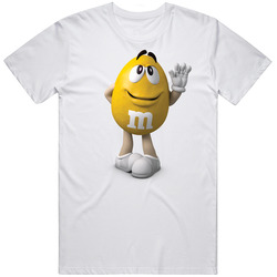 Yellow M&m Candy Mascot Retro Graphic Unisex Cotton White Classic T Shirt
