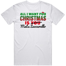 All I Want For Christmas Is Mats Zuccarello New York Ny Hockey Fan Retro Graphic Unisex Cotton White Classic T Shirt