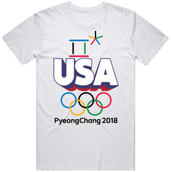 Usa United States Winter Olympics Pyeongchang 2018 3d Text Retro Graphic Unisex Cotton White Classic T Shirt