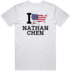 Nathan Chen Figure Skating I Heart Love Usa Winter Olympic Athlete Fan Retro Graphic Unisex Cotton White Classic T Shirt
