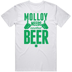 Molloy Needs Another Beer Funny St Patricks Day Pub Bar Party Drinking Retro Graphic Unisex Cotton White Classic T Shirt