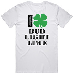 Heart Love Shamrock Bud Light Lime Beer Irish St Patricks Day Drunk Party Pub Retro Graphic Unisex Cotton White Classic T Shirt