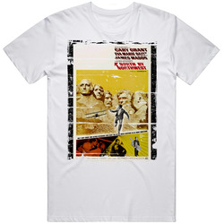 North By Northwest  Classic Movie Poster Aged Look Retro Graphic Unisex Cotton White Classic T Shirt