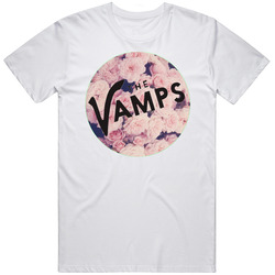 The Vamps pink floral pattern Retro Graphic Unisex Cotton White Classic T Shirt