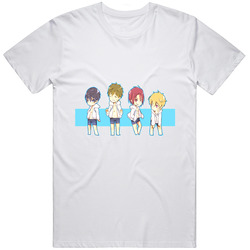 Free! Iwatobi Swim Club 22wh Retro Graphic Unisex Cotton White Classic T Shirt