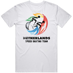 Netherlands Speed Skating Team 2014 Olympic Sochi Retro Graphic Unisex Cotton White Classic T Shirt