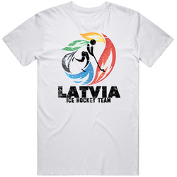 Latvia Ice Hockey Team 2014 Olympic Sochi Vintage Distressed Retro Graphic Unisex Cotton White Classic T Shirt