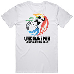 Ukraine Snowboarding Team 2014 Olympic Sochi Vintage Distressed Retro Graphic Unisex Cotton White Classic T Shirt