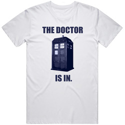 The Doctor Is In Retro Graphic Unisex White Classic T Shirt