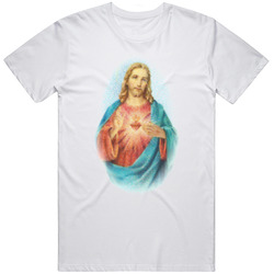 Sacred Heart Of Jesus Pastel Art Retro Graphic Unisex White Classic T Shirt