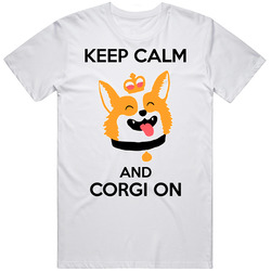 Keep Calm And Corgi On Retro Graphic Unisex White Classic T Shirt