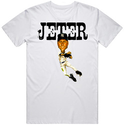 Derek Jeter New York Baseball Caricature Vintage Retro Graphic Unisex White Classic T Shirt