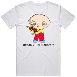 Stewie Where's My Money Family Guy Tv Show Retro Graphic Unisex White Classic T Shirt