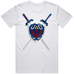 Zelda Hyrule Shield And Swords Video Game Retro Graphic Unisex White Classic T Shirt