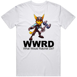 Wwrd What Would Ratchet Do Clank Video Game Retro Graphic Unisex White Classic T Shirt
