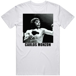 Carlos Monzon Boxing Retro Graphic Unisex White Classic T Shirt