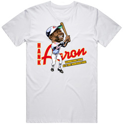 Hank Aaron Retro Baseball Caricature Retro Graphic Unisex White Classic T Shirt