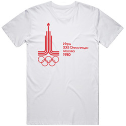 Moscow 1980 Summer Olympics Retro Graphic Unisex White Classic T Shirt