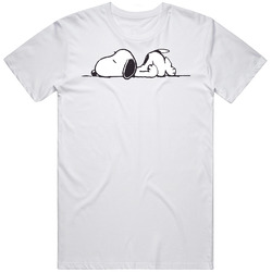 Snoopy Sleeping Peanuts Cartoon Retro Graphic Unisex White Classic T Shirt