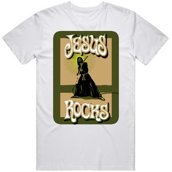 Rock And Roll Jesus Funny Retro Graphic Unisex White Classic T Shirt