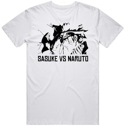 Naruto Sasuke Grudge Match Anime Manga Retro Graphic Unisex White Classic T Shirt