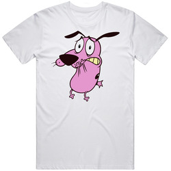 Courage The Cowardly Dog Cartoon Retro Graphic Unisex White Classic T Shirt