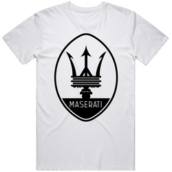 Maserati emblem on white Joe Retro Graphic Unisex White Classic T Shirt