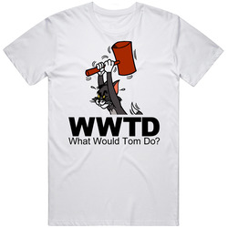What Would Tom Do Tom And Jerry Cartoon Retro Graphic Unisex White Classic T Shirt