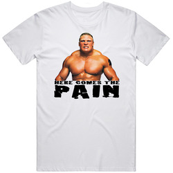 Brock Lesnar He Comes The Pain Retro Graphic Unisex White Classic T Shirt