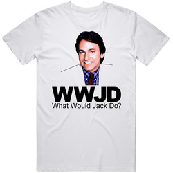 What Would Jack Do Threes Company Retro Graphic Unisex White Classic T Shirt