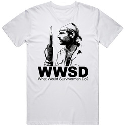 Survivorman Tv Show Retro Graphic Unisex White Classic T Shirt