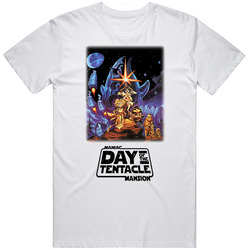 Maniac Mansion Day Of The Tentacle Video Game Star Wars Parody Retro Graphic Unisex White Classic T Shirt