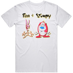 Ren And Stimpy Cartoon Retro Graphic Unisex White Classic T Shirt