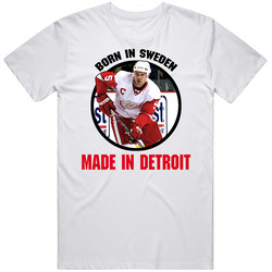 Born In Sweden Made In Detroit Nicklas Lidstrom Retro Graphic Unisex White Classic T Shirt