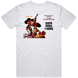 Western Lee Van Cleef Death Rides A Horse Retro Graphic Unisex White Classic T Shirt