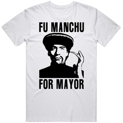 Fu Manchu For Mayor Movie  Retro Retro Graphic Unisex White Classic T Shirt