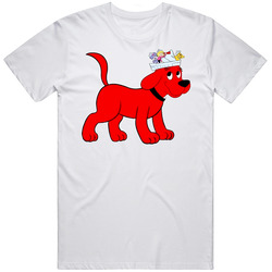 Clifford The Big Red Dog Cartoon Retro Graphic Unisex White Classic T Shirt