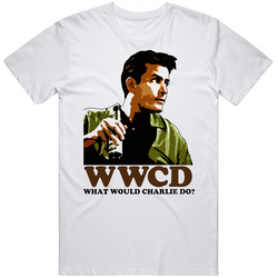 Wwcd Charlie Two And A Half Men Retro Graphic Unisex White Classic T Shirt