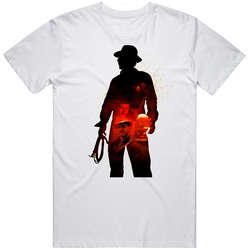 Indiana Jones Harrison Ford Movie Retro Graphic Unisex White Classic T Shirt