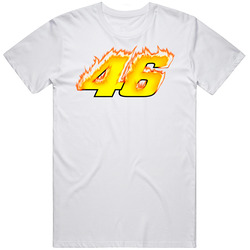 Valentino Rossi Fiat Yamaha Motogp White Flame Retro Graphic Unisex White Classic T Shirt