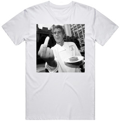 Rare Anthony Bourdain Middle Finger Nyc 90's Retro Graphic Unisex White Classic T Shirt