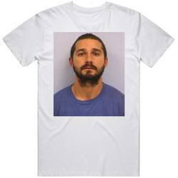 Shia Labeouf Celebrity Mugshot Vintage Grunge Look Fan Retro Graphic Unisex Cotton White Classic T Shirt
