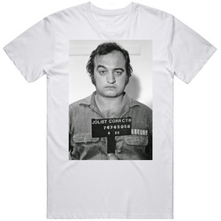 John Belushi Blues Brothers Retro Arrested Celebrity Mugshot Vintage Grunge Look Retro Graphic Unisex Cotton White Classic T Shirt