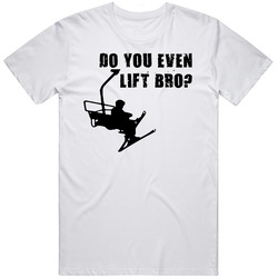 Ski Funny Do You Even Lift Bro Retro Graphic Unisex Cotton White Classic T Shirt