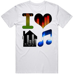 I Love House Music Dj Rave Dance Retro Graphic Unisex Cotton White Classic T Shirt