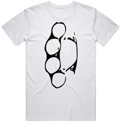 New Brass Knuckles T Shirt Stencil Style Biker Straight Edge Duster White Retro Graphic Unisex Cotton White Classic T Shirt