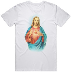 Traditional Sacred Heart Of Jesus Retro Graphic Unisex Cotton White Classic T Shirt