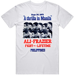 Thrilla In Manila Muhammad Ali Smokin Joe Frazier Boxing Retro Graphic Unisex Cotton White Classic T Shirt