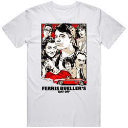 Ferris Buellers Day Off Classic Movie Retro Graphic Unisex Cotton White Classic T Shirt